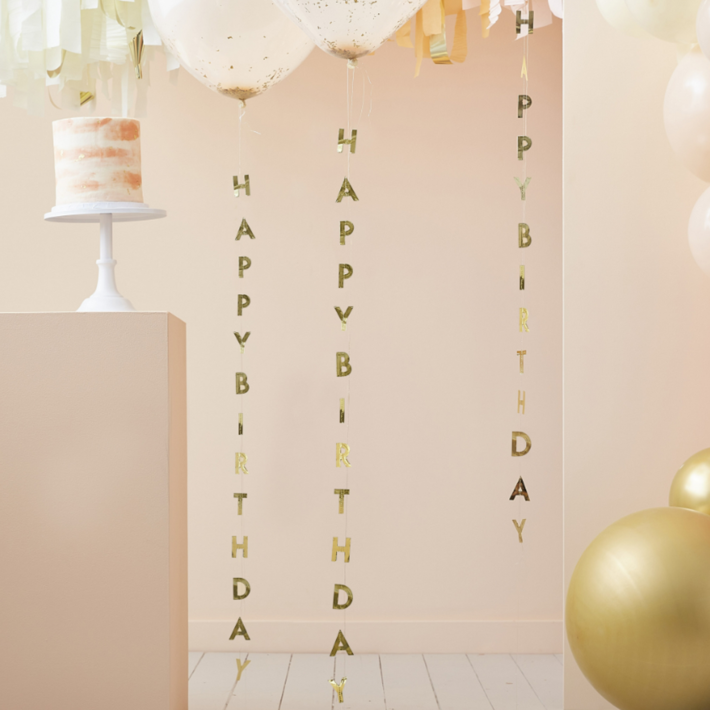 Gold Foil Happy Birthday Balloon Tail.