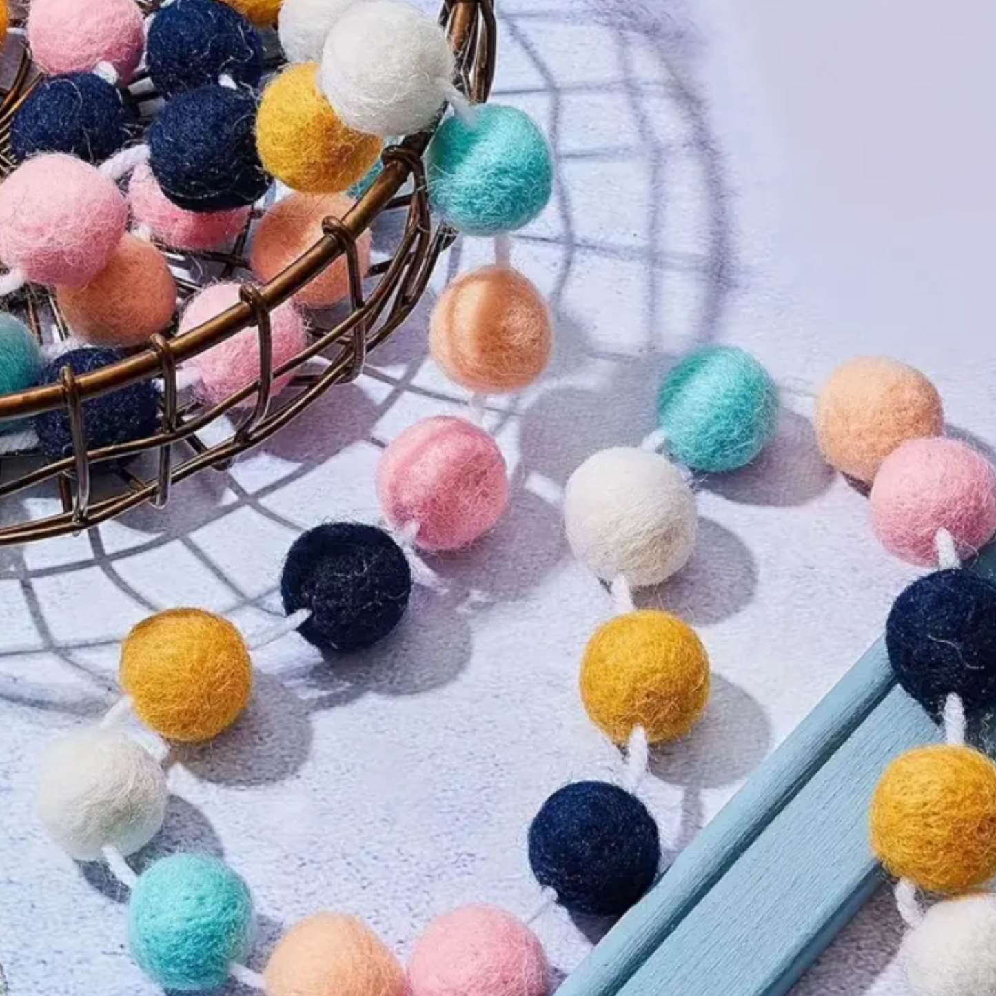 Wool Pom Pom Felt Ball Garland String