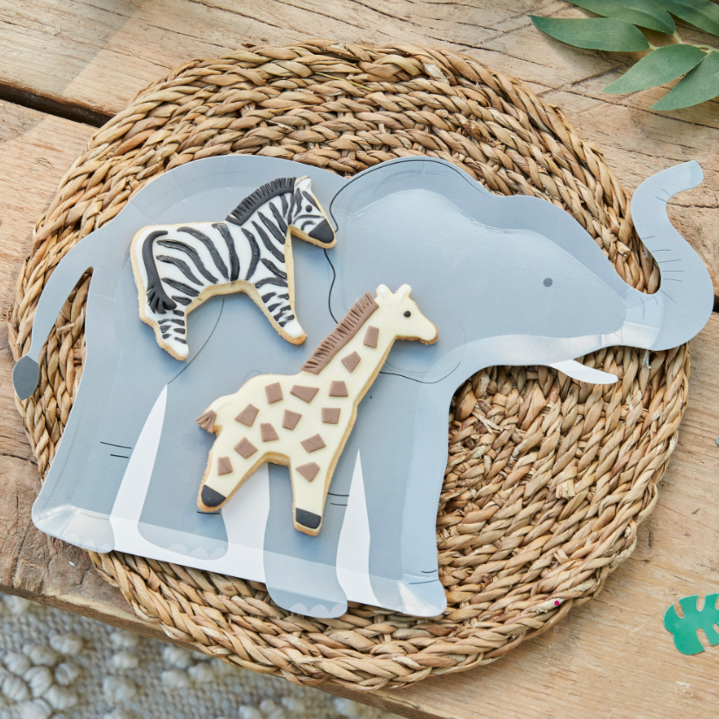Grey Elephant shape paper party plate