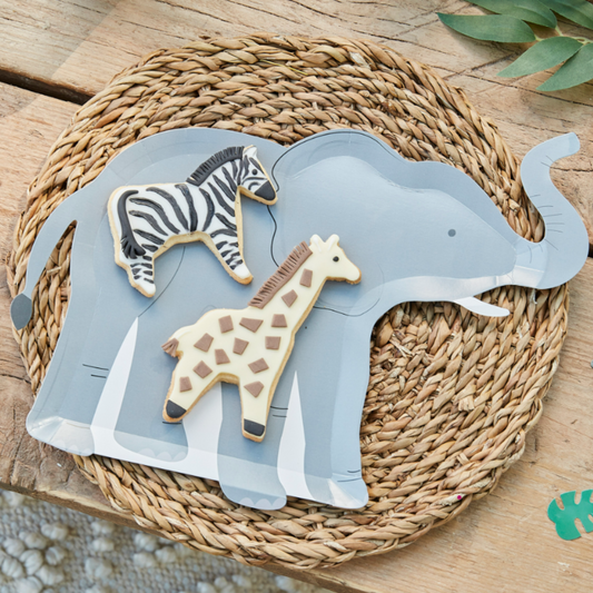 Grey Elephant shape paper party plate