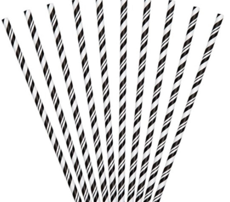 Black and White Strip Eco-Flex Straw