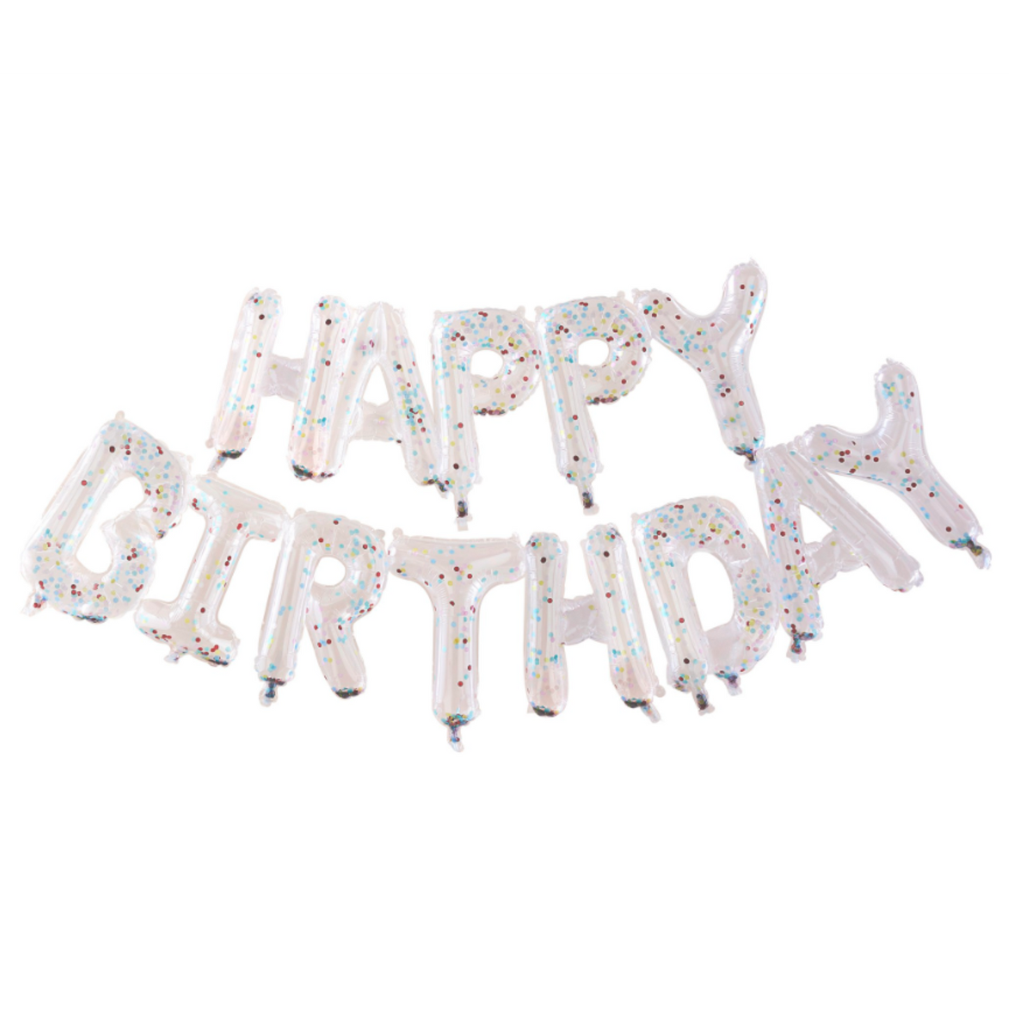 Rainbow Confetti filled Happy Birthday Balloon Banner