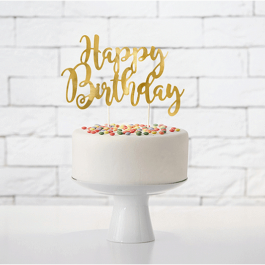 Gold Script writing happy birthday banner