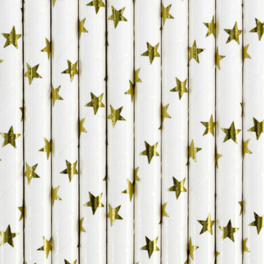 Gold Stars metallic paper straws