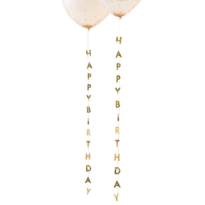 Gold Foil Happy Birthday Balloon Tail.