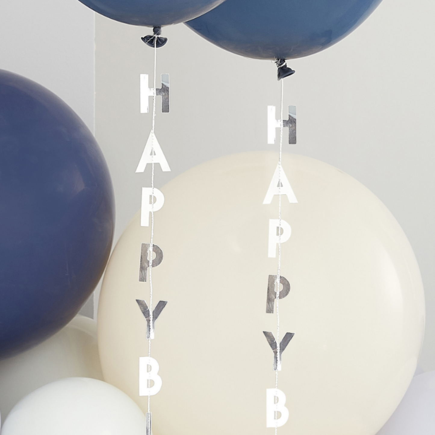 Silver Happy Birthday Balloon Tails