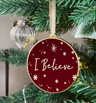 I Believe Enamel Christmas Tree Decoration - Navy and Red