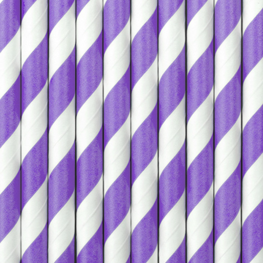 Lilac stripped paper straws