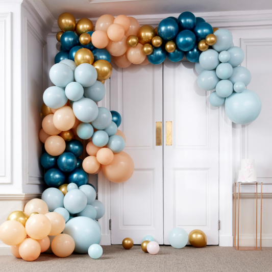 Luxe Teal and Gld Chrome DIY Balloon Arch Kit. 200 pcs of  various size balloons