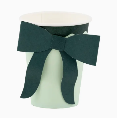 Mint and Green Bow Paper Cups