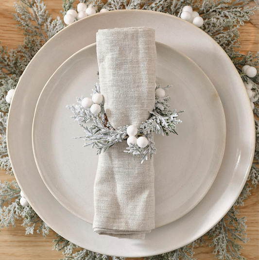 Foliage Christmas Napkin Rings with Berries