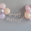 Pastel Pink Happy Birthday Bunting with Balloons