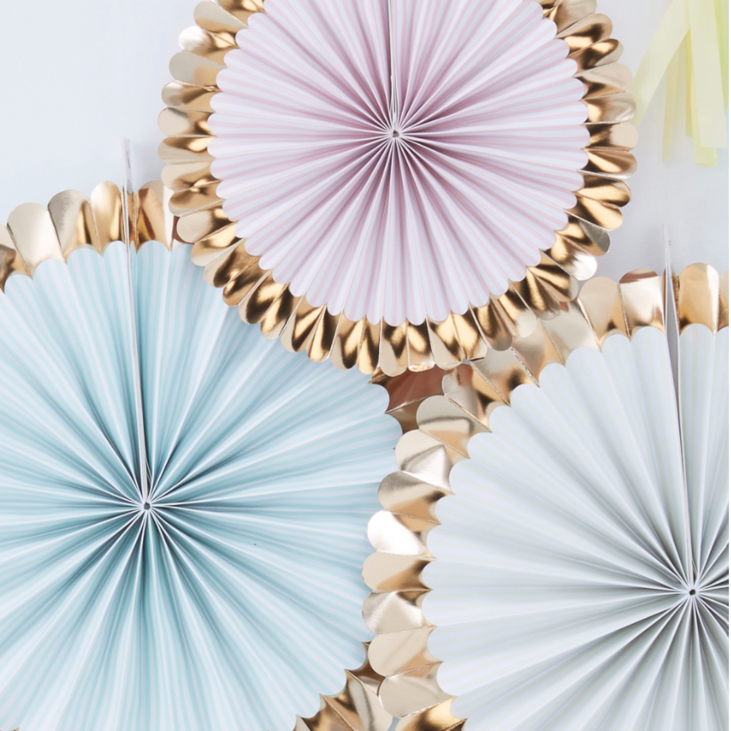 Gold Foiled Pastel Fan Decorations