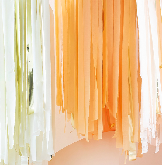 Peach and Gold Streamer Ceiling Decoration