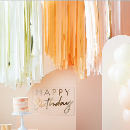 Peach and Gold Streamer Ceiling Decoration