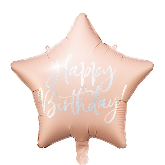 Star Shaped Powder Pink Happy Birthday Foil Balloon