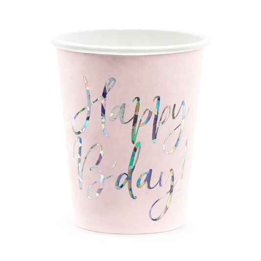 Powder Pink Happy B'day Cups