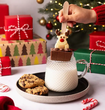 Christmas Reindeer Milk Chocolate Hot Chocolate Spoon