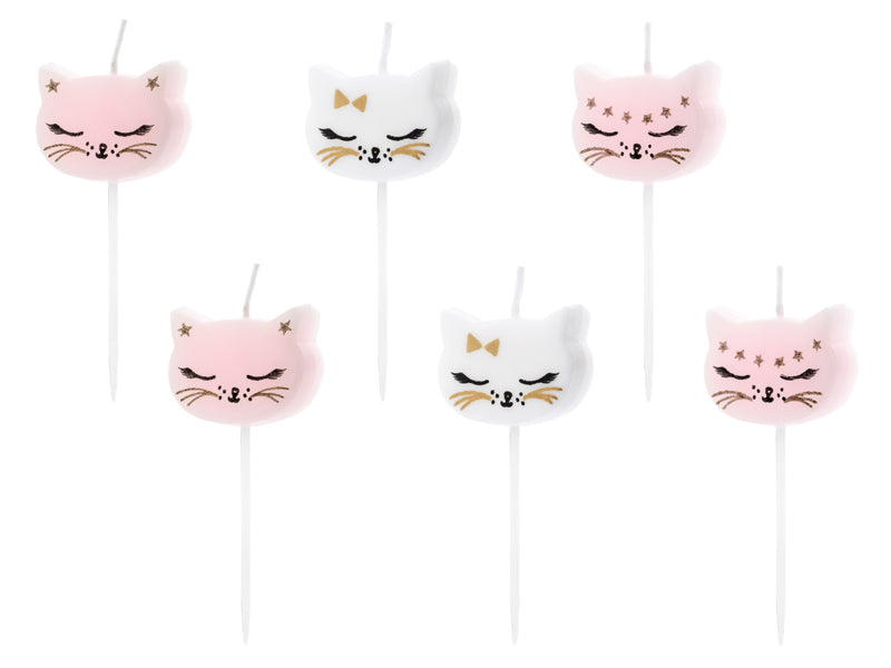 Pink and White Cat Candle Set