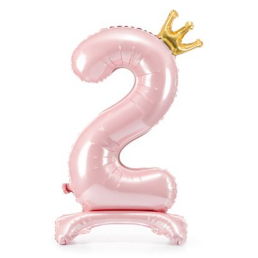 Freestanding Number 2 Pink Crown Foil Balloon