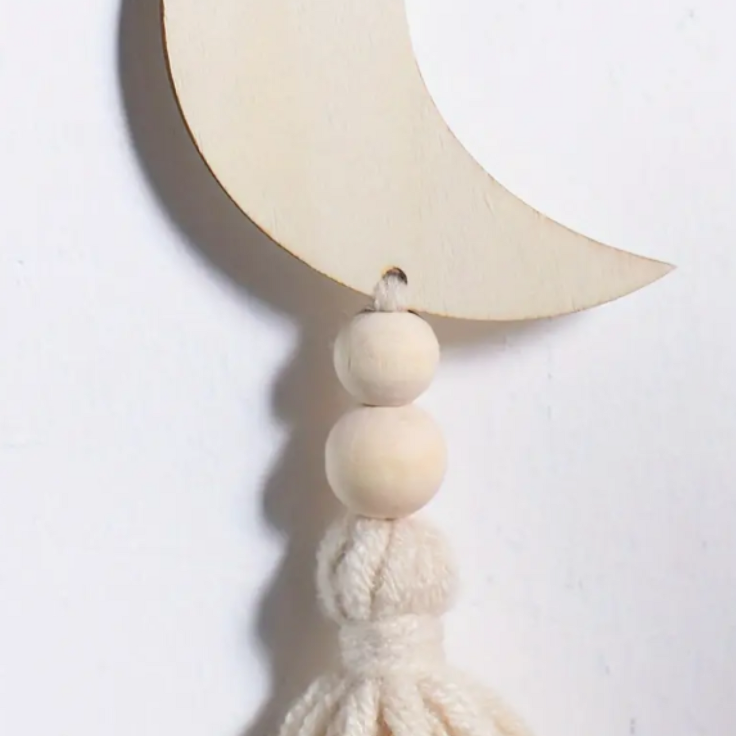 Woven Wooden Moon Tassel Wall Hanging Decoration