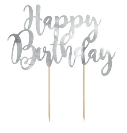 Gold Script Happy Birthday Cake Topper