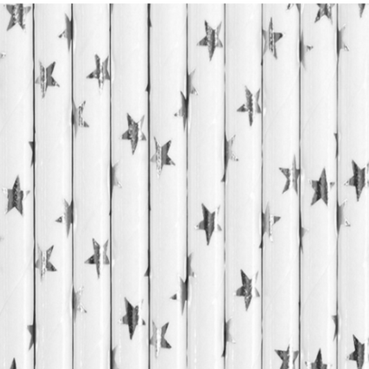 Metallic Star Paper Straws