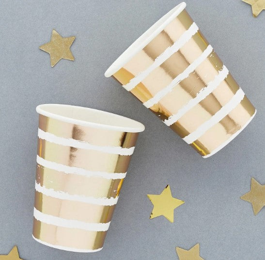 Gold Striped Paper Cups