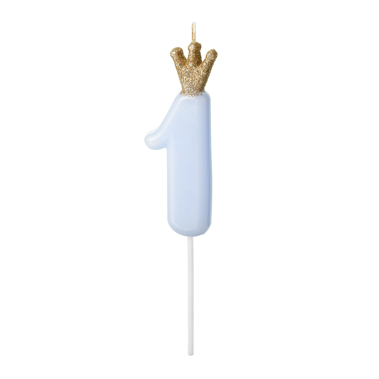 Blue and Gold Number One Crown Candle