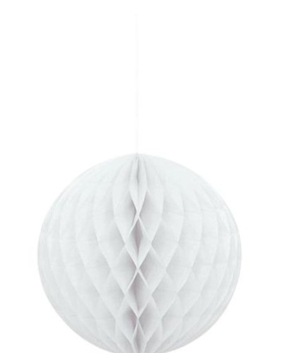 8" White Tissue Honeycomb Ball