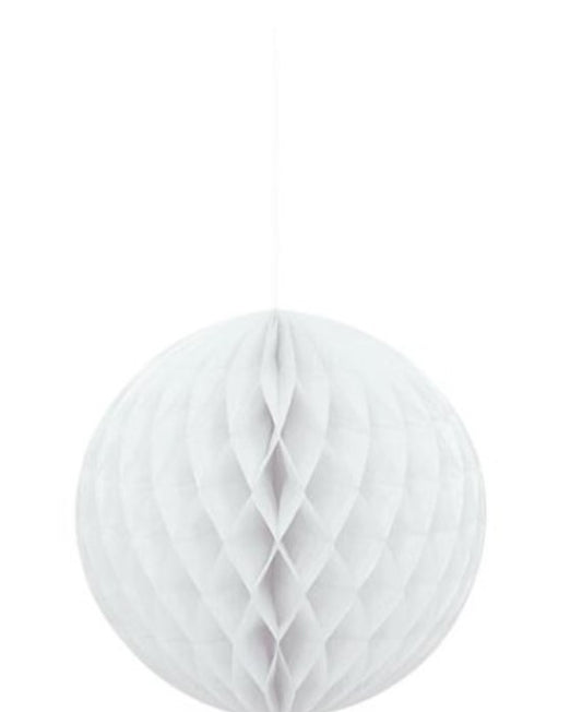 8" White Tissue Honeycomb Ball