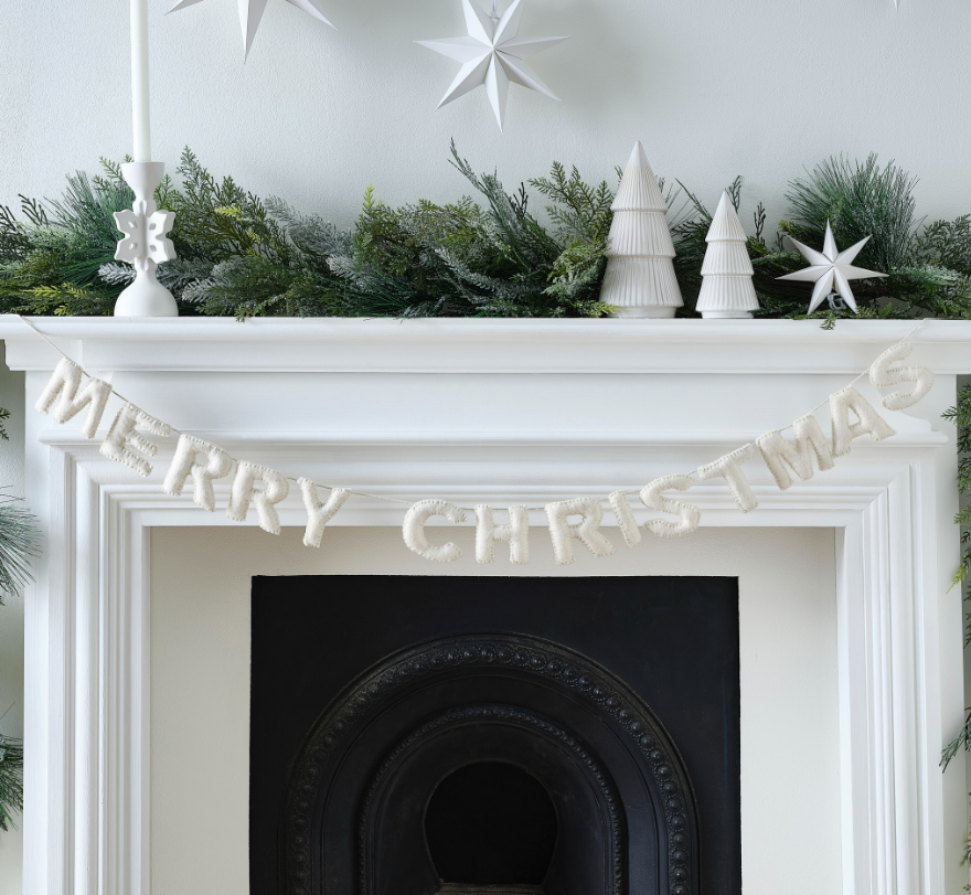 White Felt Merry Christmas Bunting