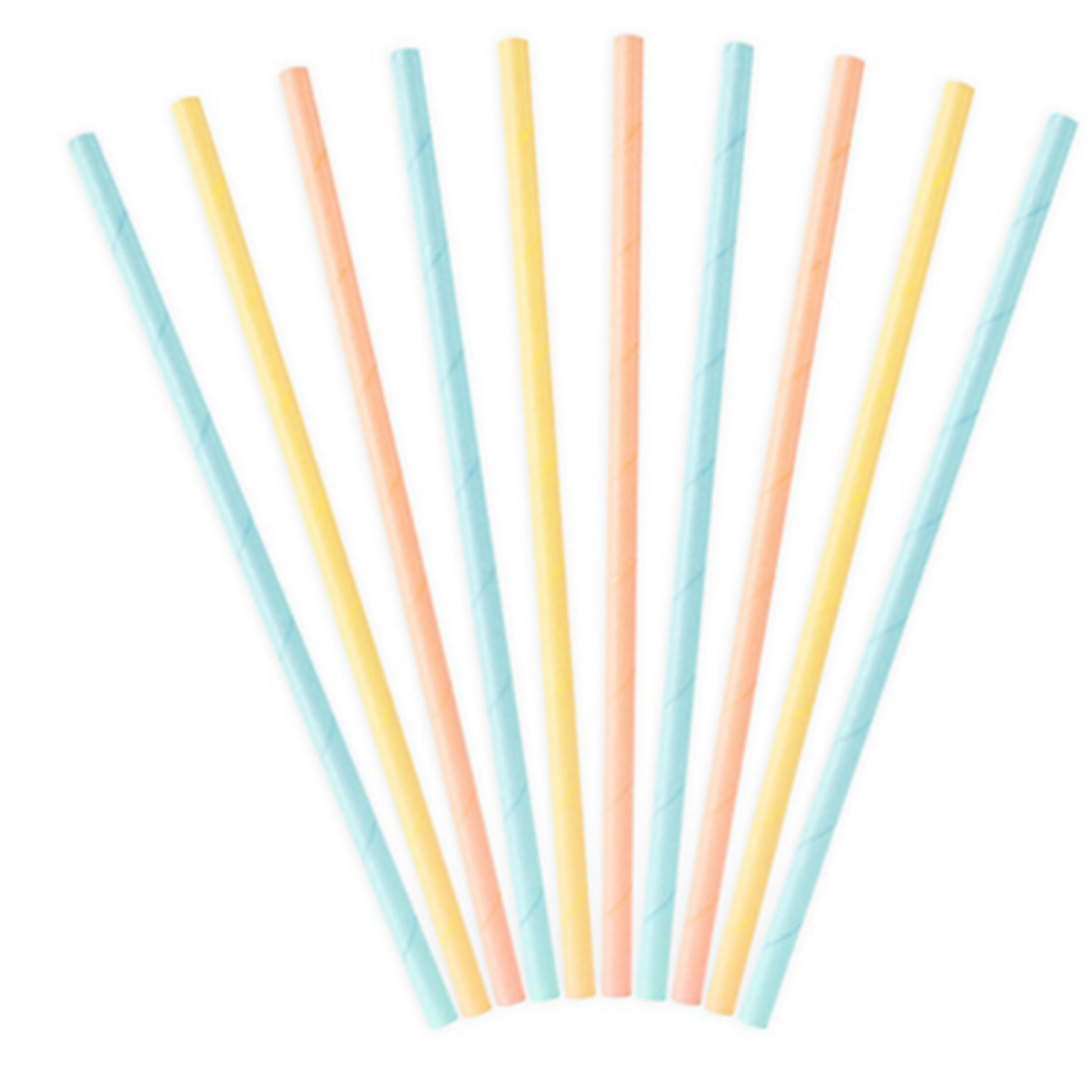 Pastel blue, yellow and orange paper straws