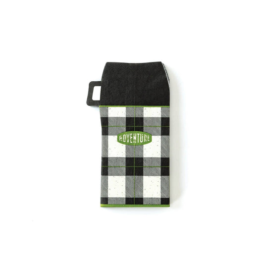 black and white checkered thermos-shaped paper napkins. pack of 24