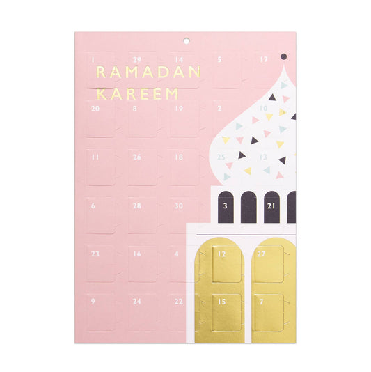 Ramadan Paper-based pink mosque design calendar