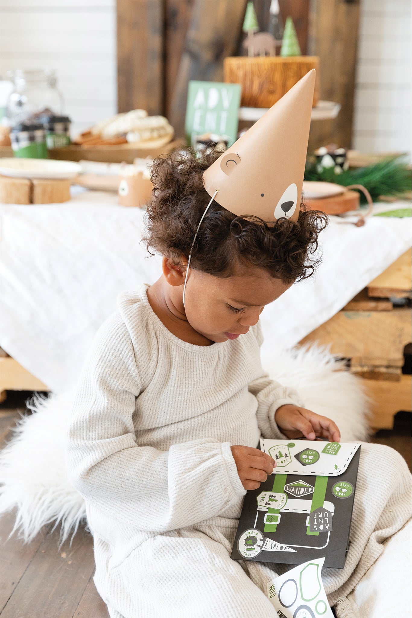 Picture of a kid looking at the treat bag