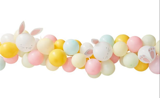 60 Pastel Easter latex balloons with cute bunny accessories..