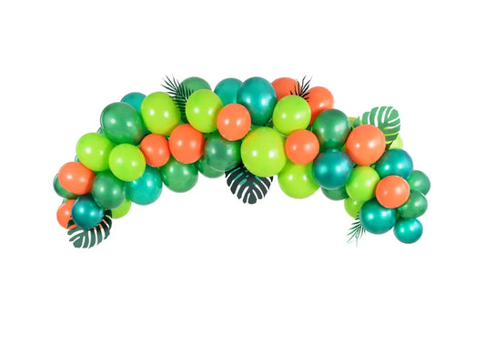 16 x metallic green grass colour, 17 x pastel green apple colour, 14 x metallic green colour  13 x pastel orange colour  1 x 2.5m (approx) tape . Balloon Garland