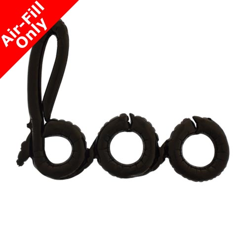 Black Boo Script 42 inch balloon. Air inflate only via straw (included in bag).