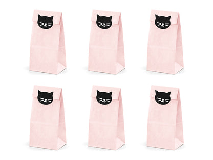 Pink Cat Themed Treat Bags with Stickers