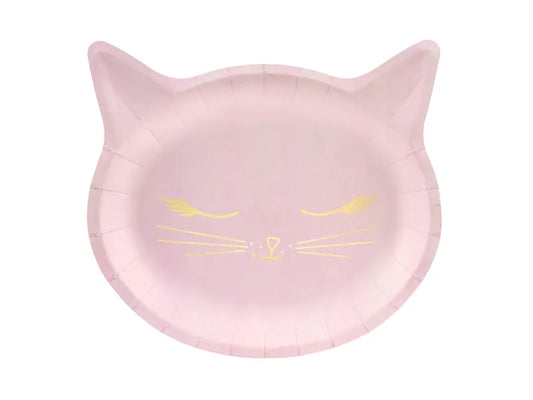 Pink with Gold accents Cat shape paper party plate