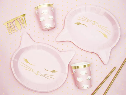 Pink Cat Shaped Paper Plates