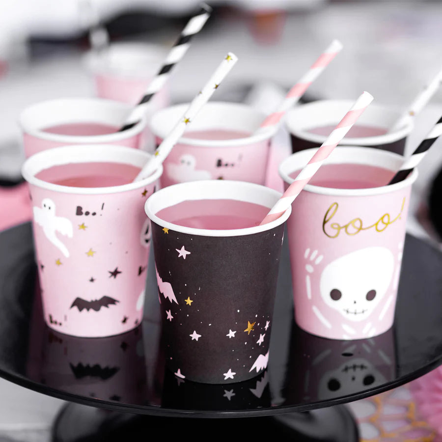 BOO Halloween! Pink and Black Pumpkin Cups