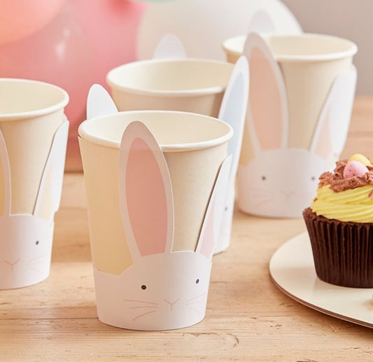 2 x Pink Cups 2 x Orange Cups 2 x Yellow Cups 2 x Blue Cups Bunny Paper Cups