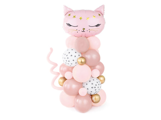 Showstopper DIY Cat Balloon Bouquet/ kit. Shades of pink, gold and white with paw print balloons