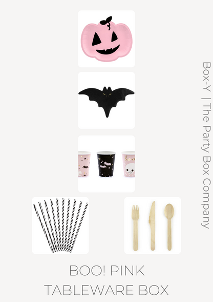 BOO Halloween! Pink and Black Tableware Party Box