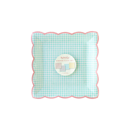 Gingham Pastel Plate Set (Pack of 8)